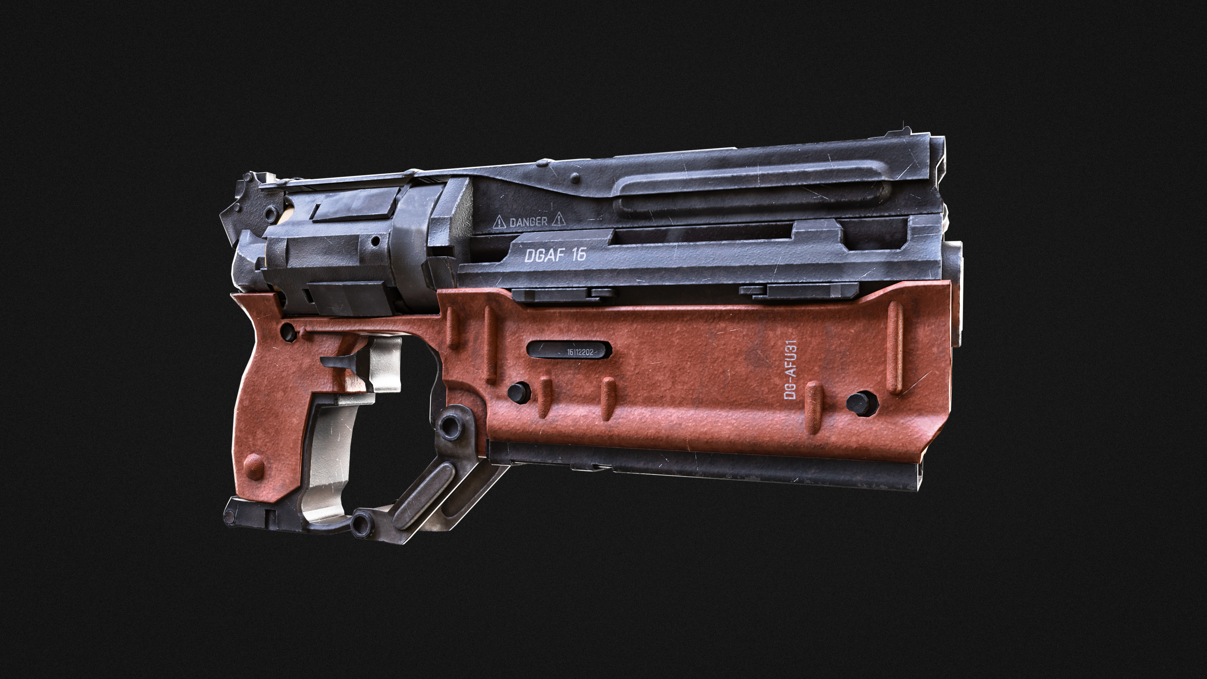 Cyberpunk gun Low-poly 3D model_3