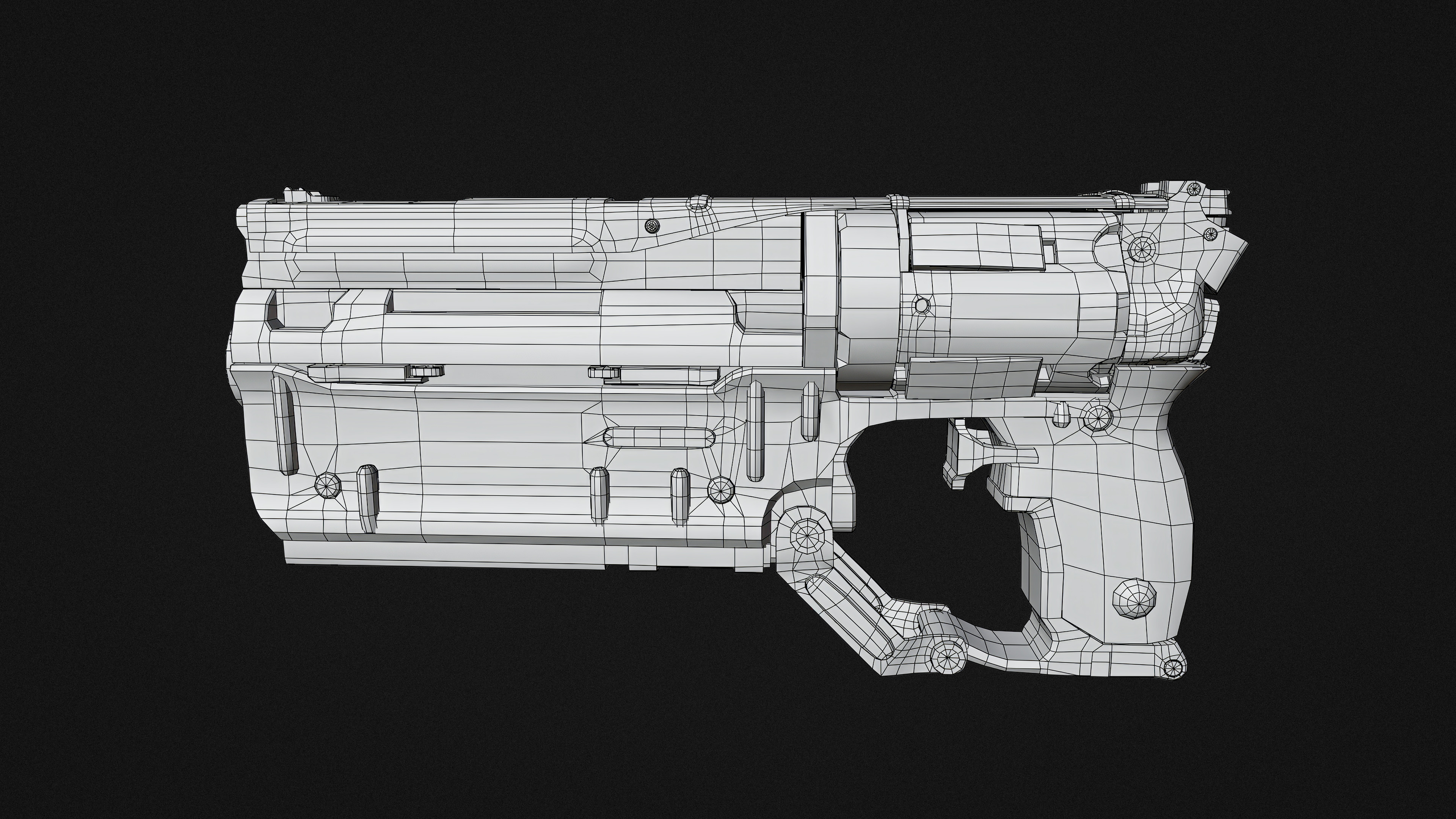 Cyberpunk gun Low-poly 3D model_8
