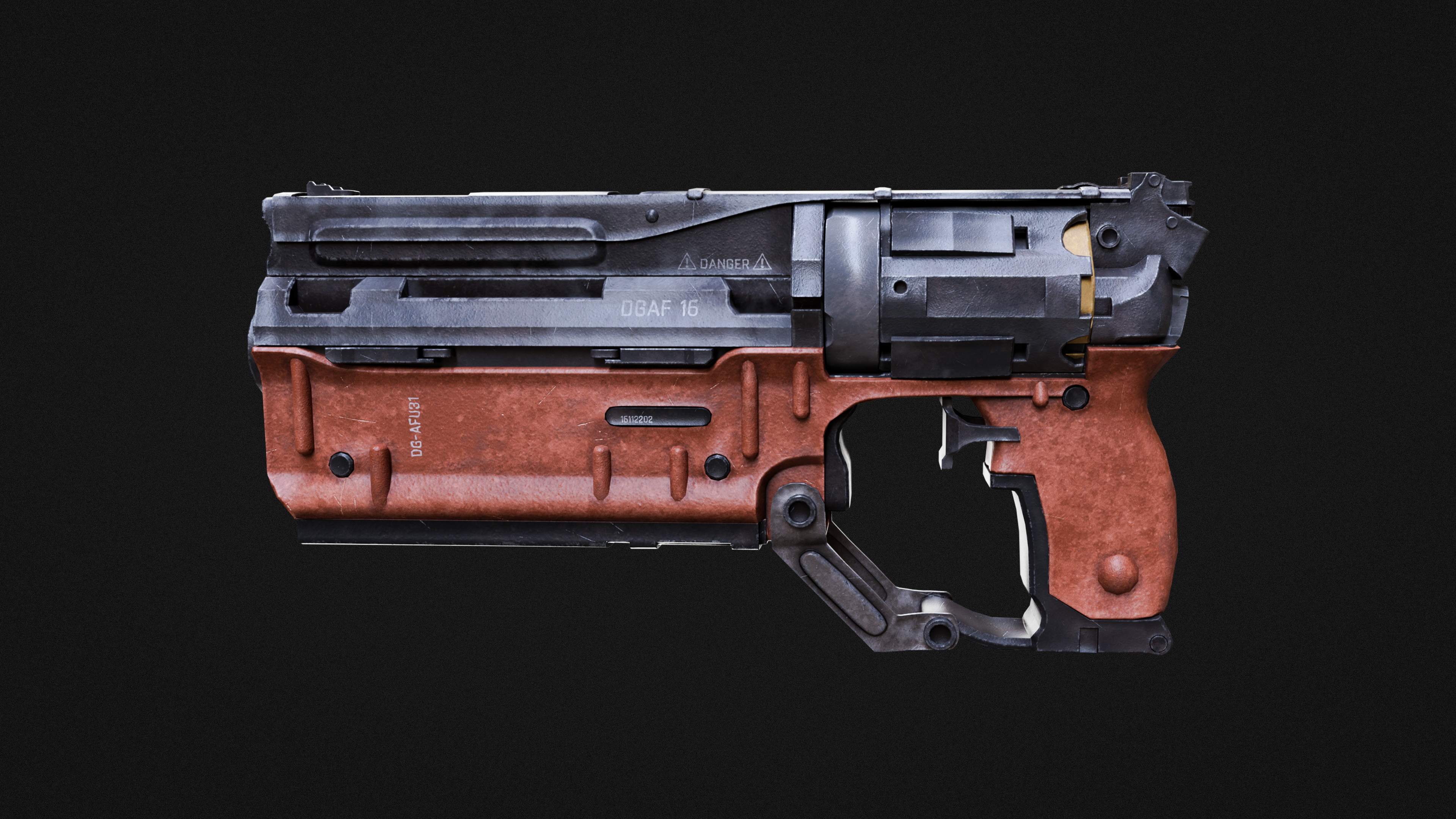 Cyberpunk gun Low-poly 3D model_4