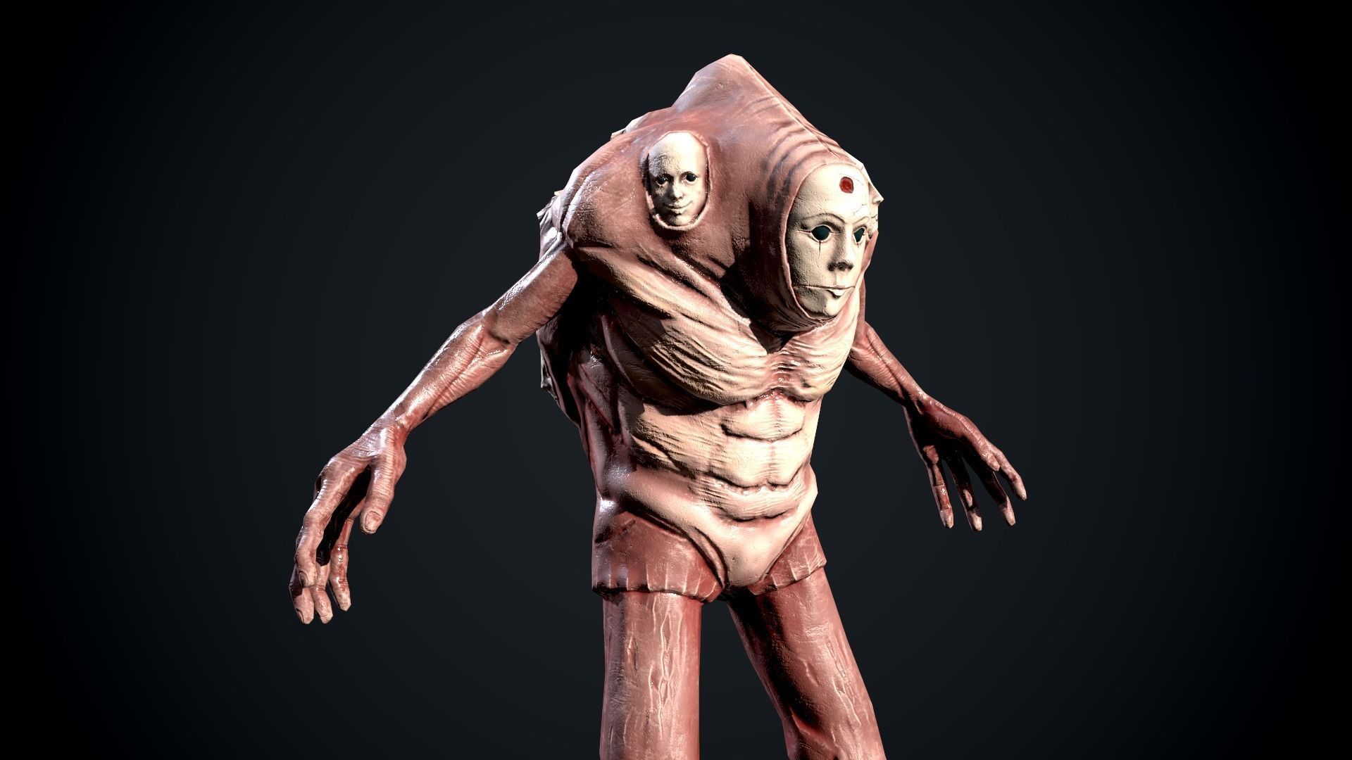 Faces mutant Low-poly 3D model_3