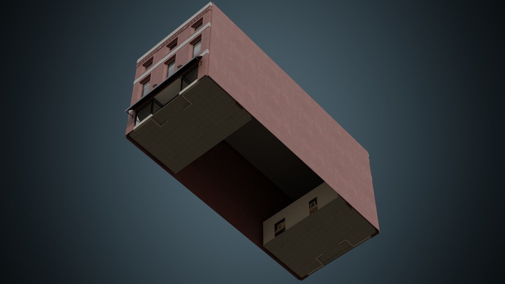 Building 27 Low-poly 3D model_4