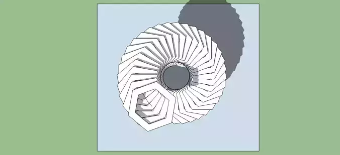 exagon spining artwork column 3d sketchup