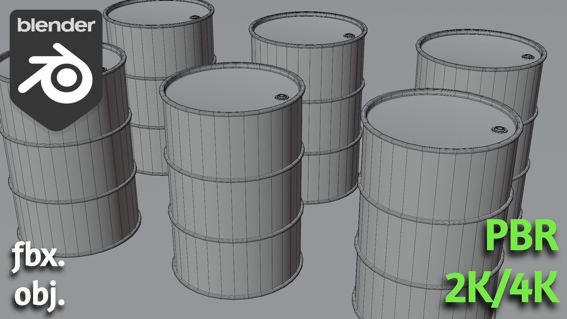 Barrels Pack pbr Low-poly 3D model_2