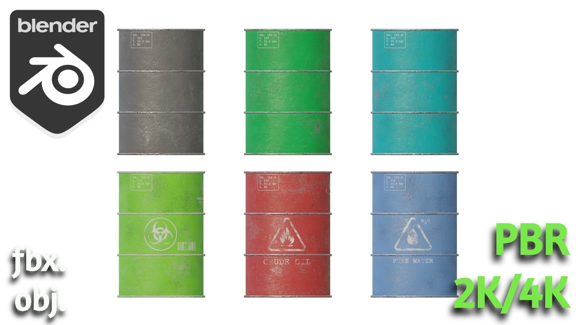 Barrels Pack pbr Low-poly 3D model_1