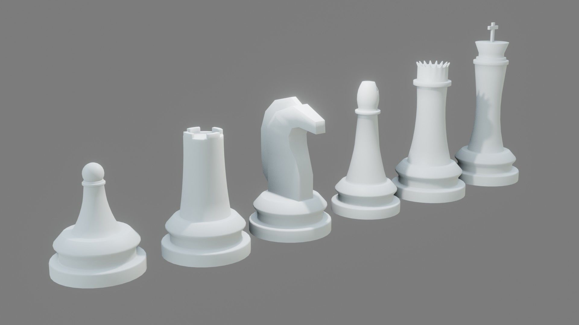 Low Poly Chess Board Set Low-poly 3D model_4