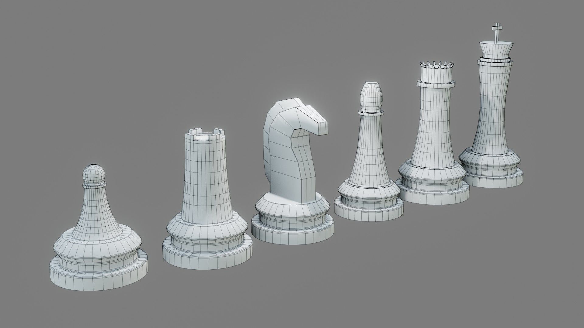 Low Poly Chess Board Set Low-poly 3D model_9