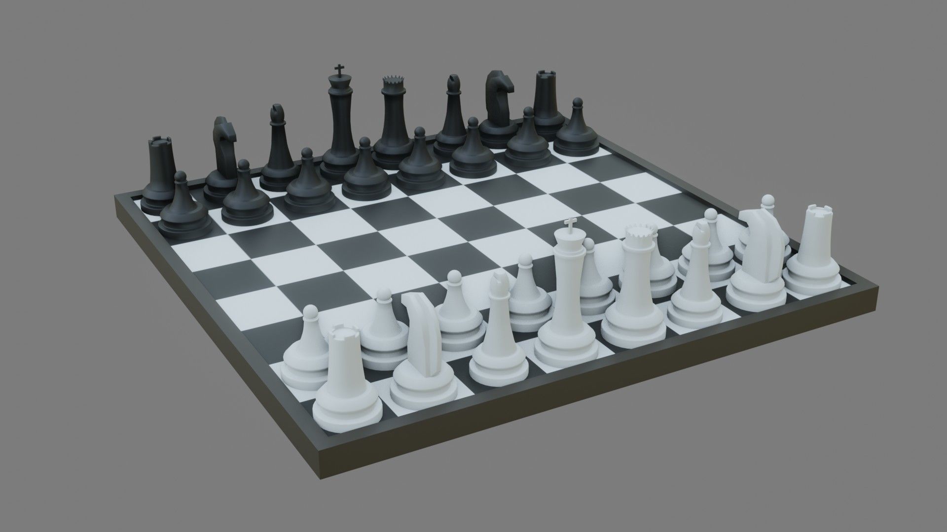 Low Poly Chess Board Set Low-poly 3D model_1