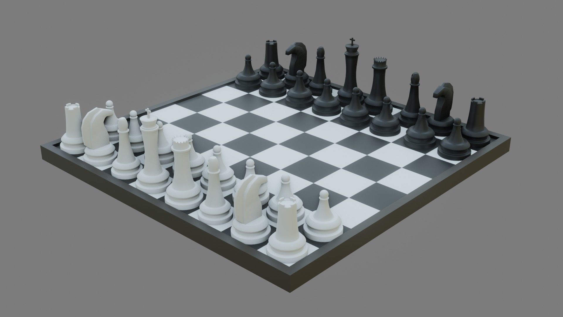 Low Poly Chess Board Set Low-poly 3D model_3