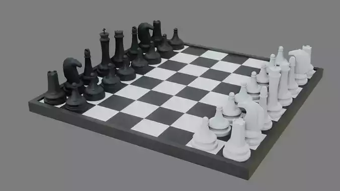 Low Poly Chess Board Set