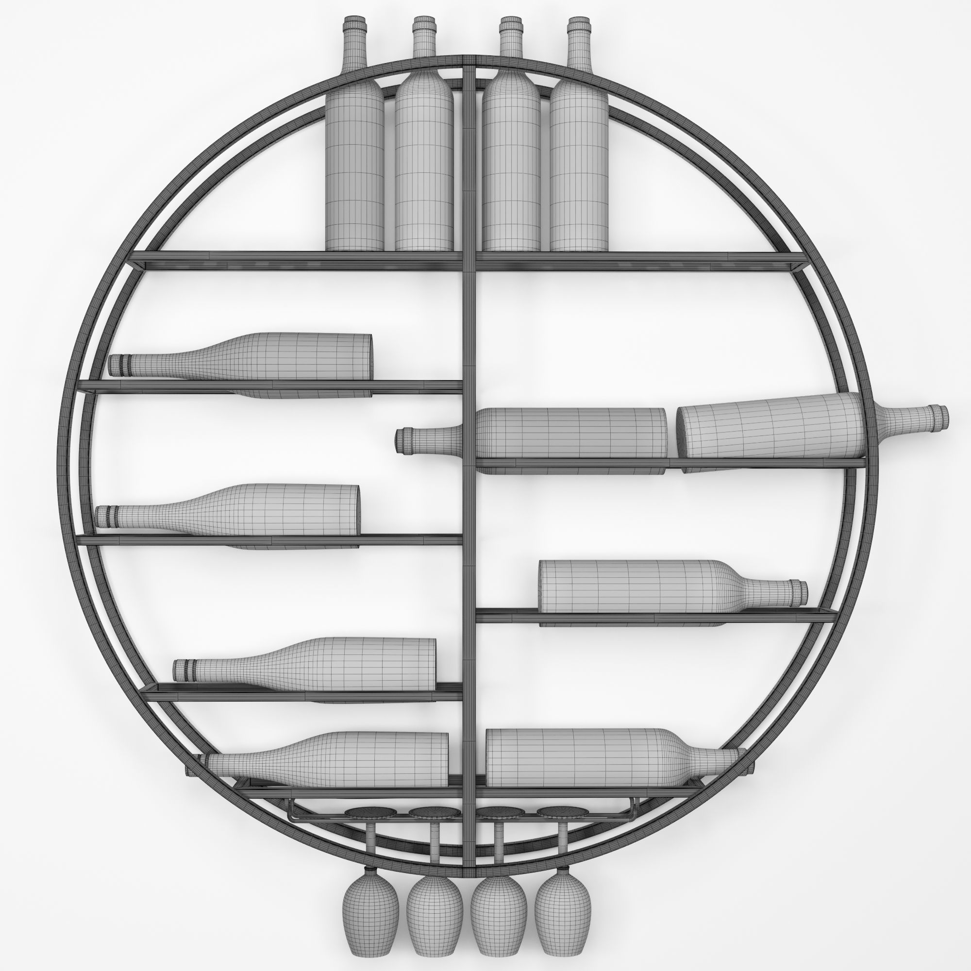 Wine rack 3D model_6