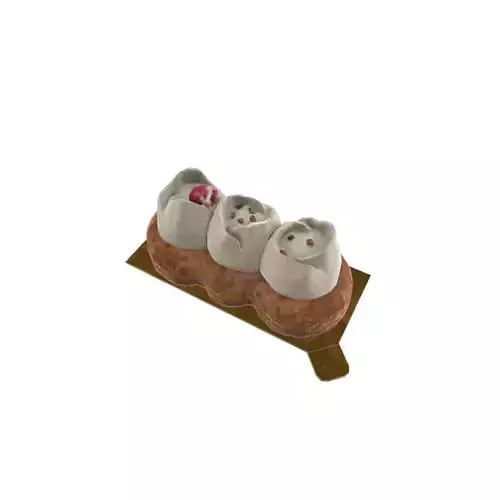 Eclair raspberry whipped cream ball substance