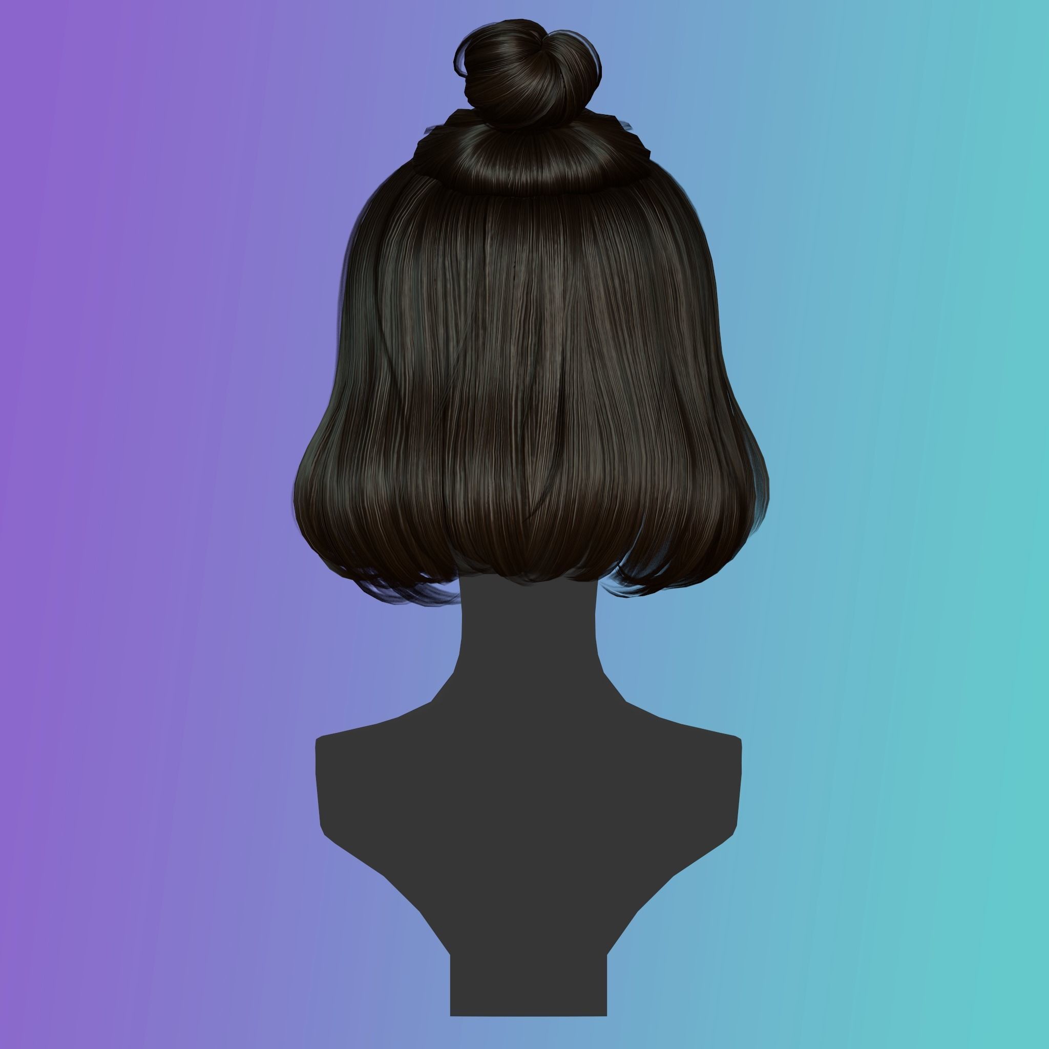 Game Hair - Stylized Female Hairstyle V2 Low-poly 3D model_12