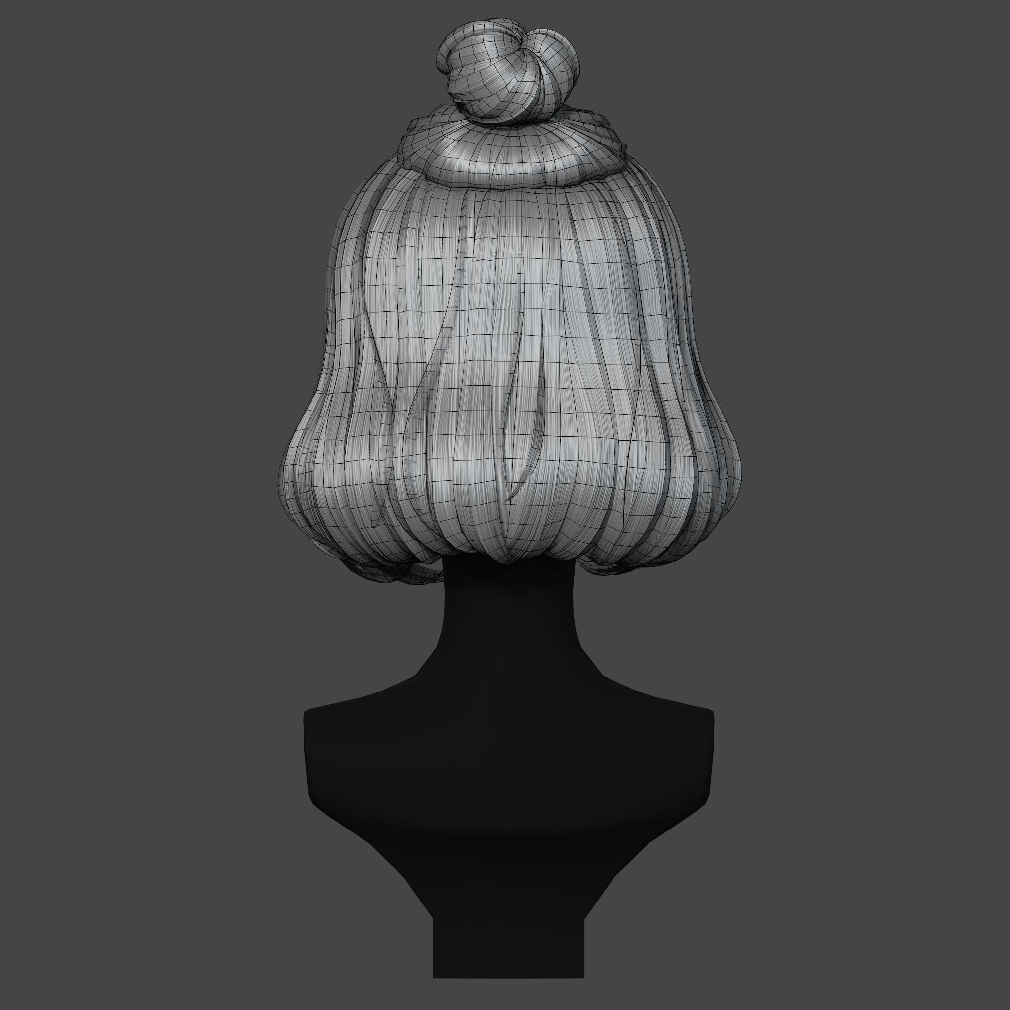 Game Hair - Stylized Female Hairstyle V2 Low-poly 3D model_14