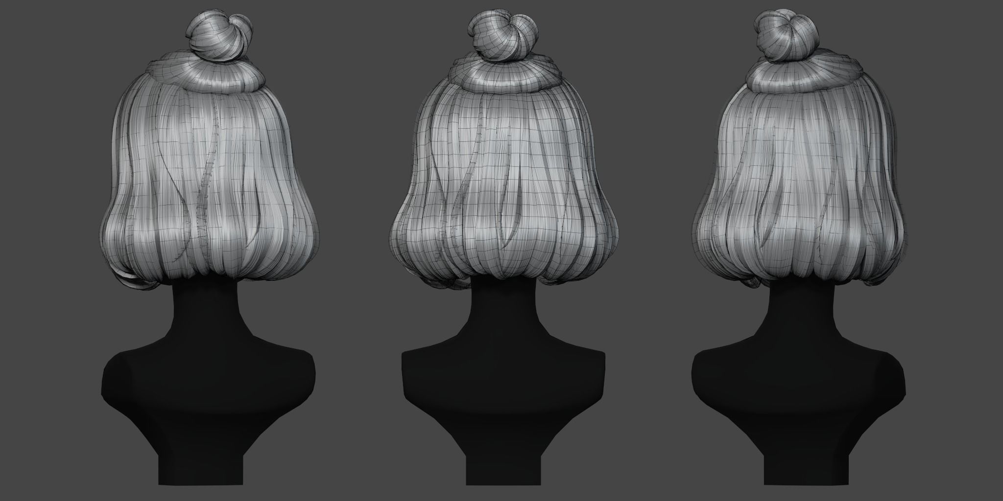 Game Hair - Stylized Female Hairstyle V2 Low-poly 3D model_8