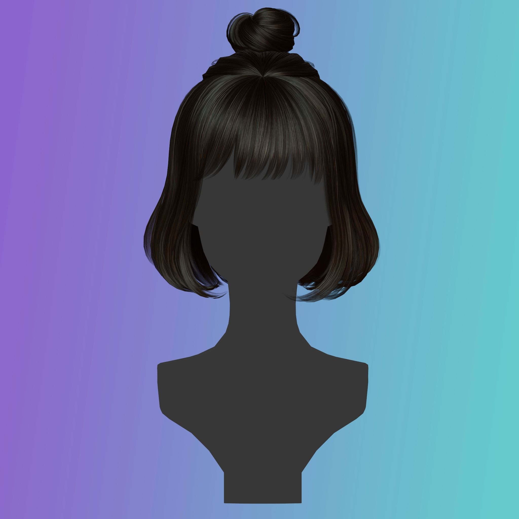 Game Hair - Stylized Female Hairstyle V2 Low-poly 3D model_9