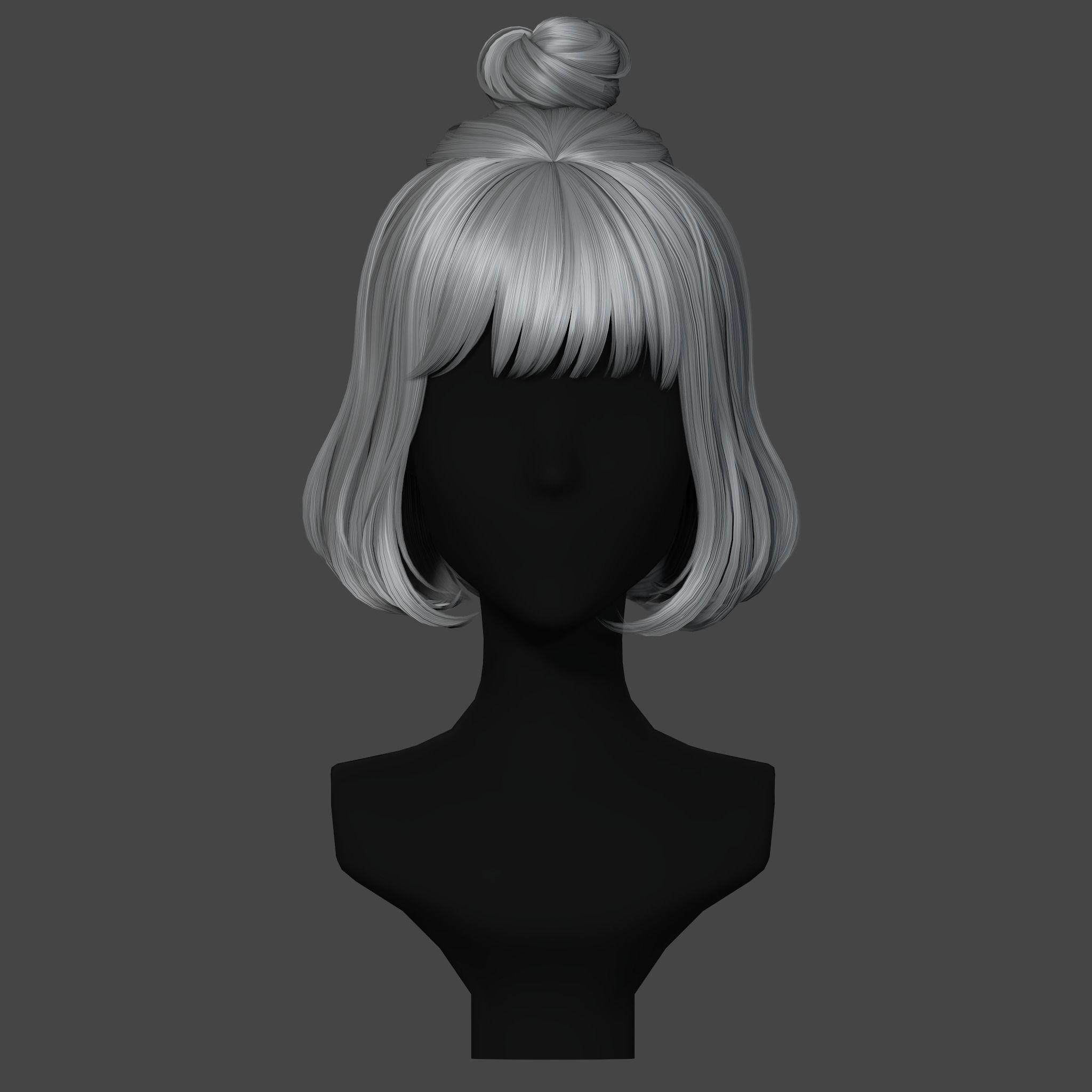 Game Hair - Stylized Female Hairstyle V2 Low-poly 3D model_10