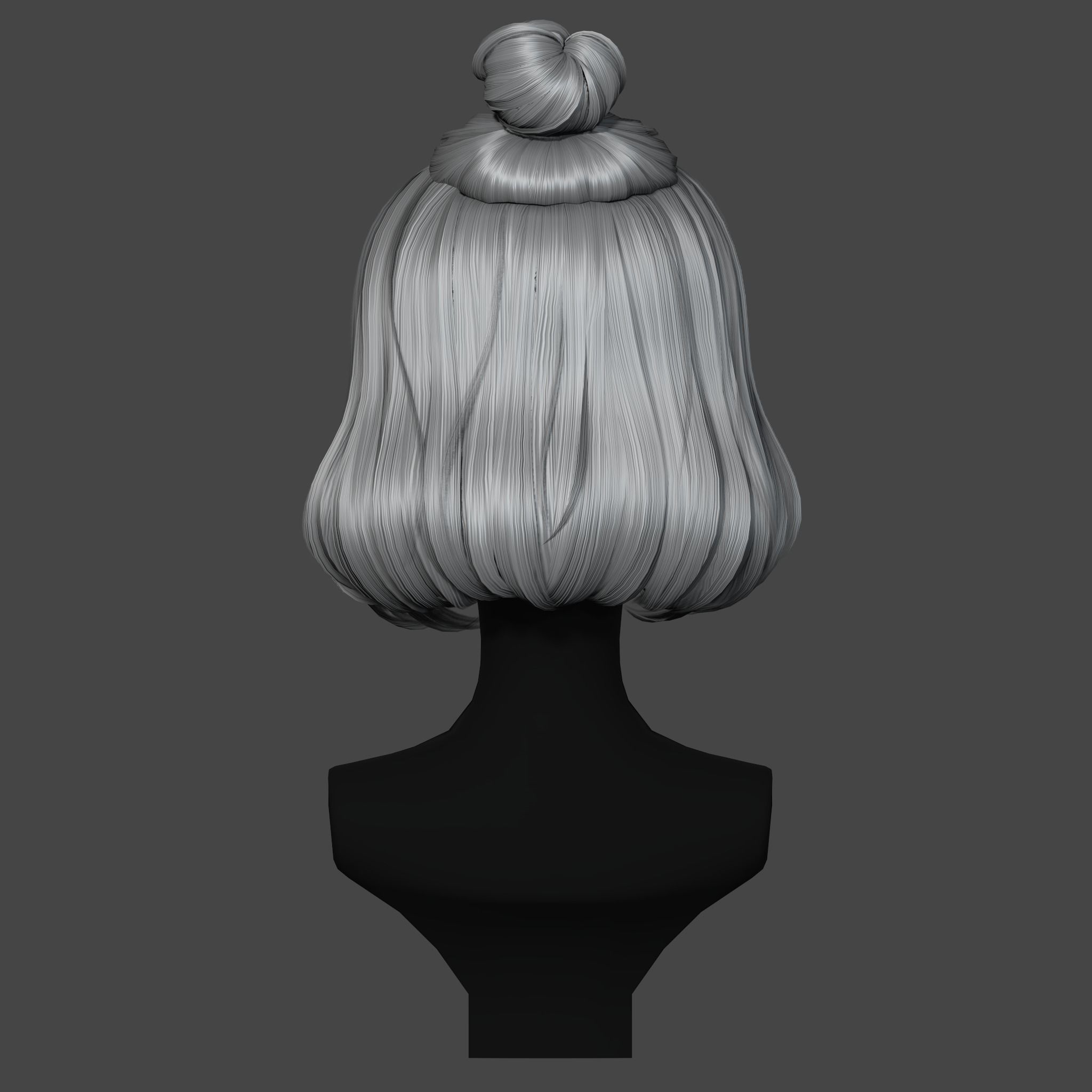 Game Hair - Stylized Female Hairstyle V2 Low-poly 3D model_13