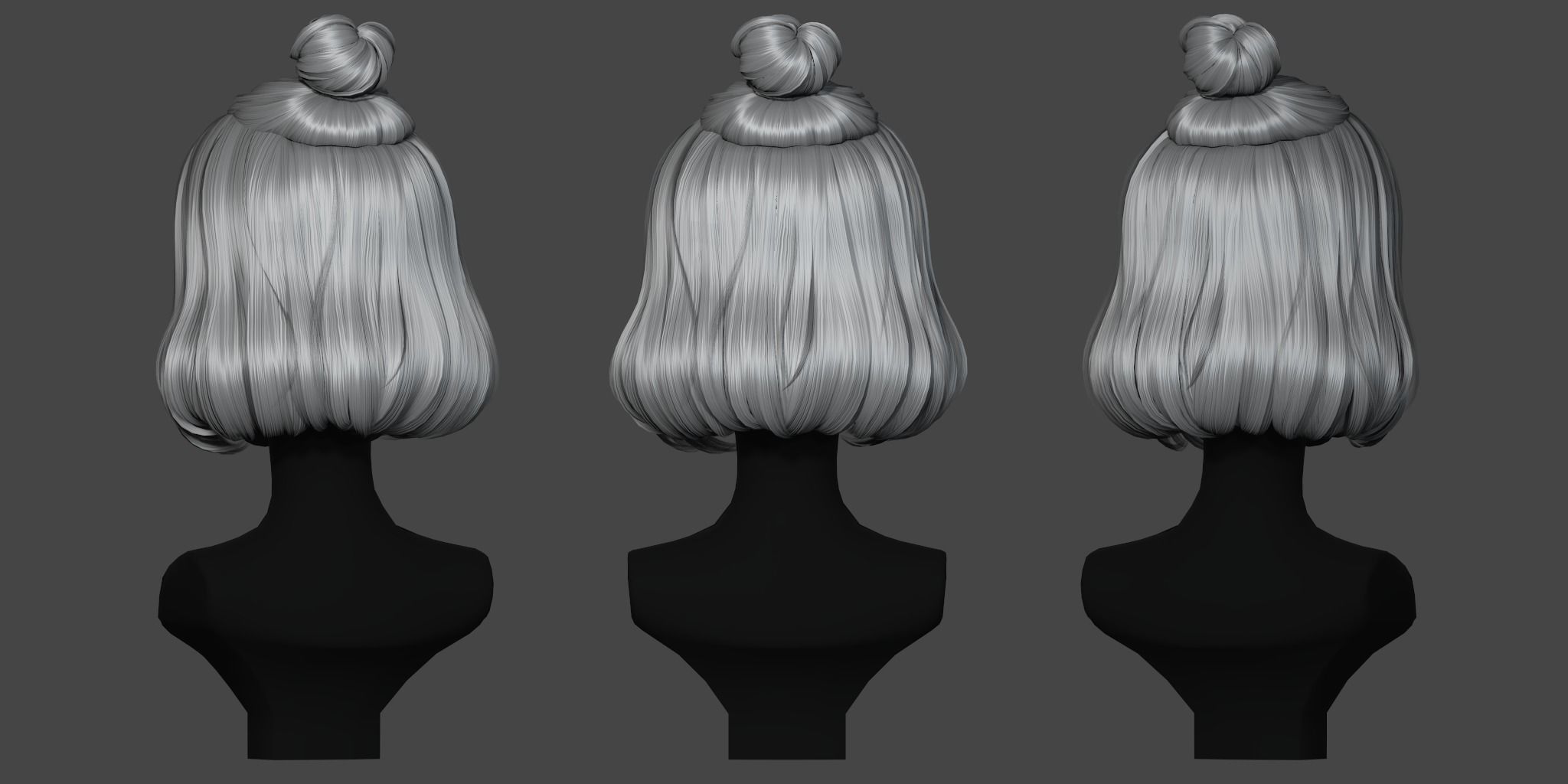 Game Hair - Stylized Female Hairstyle V2 Low-poly 3D model_7