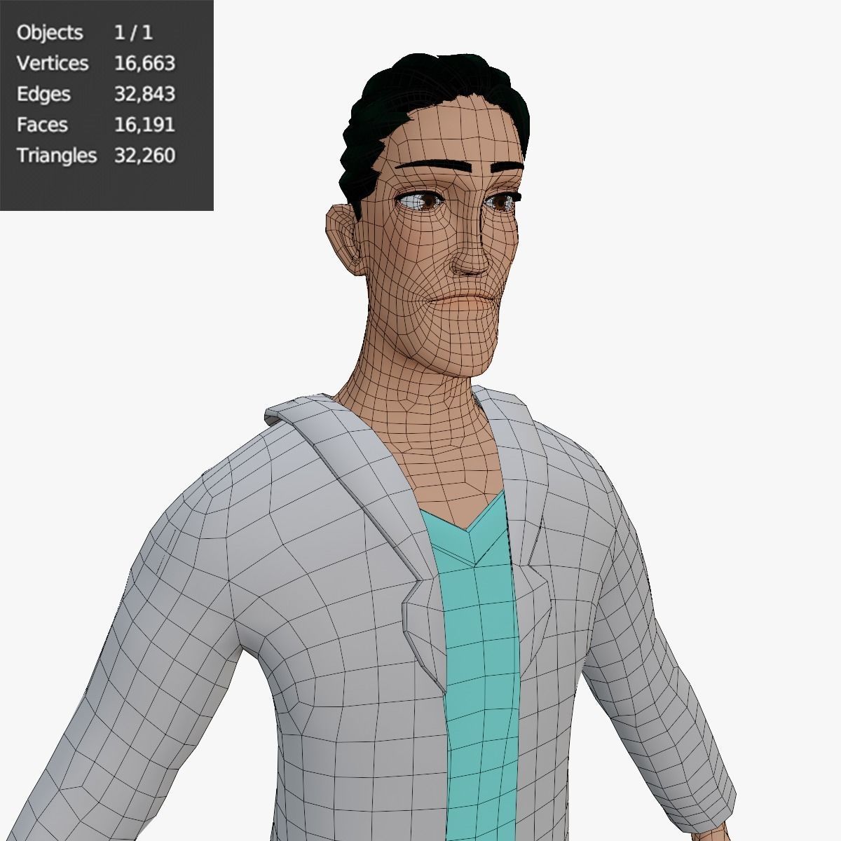 HighPoly Male Doctor Low-poly 3D model_7