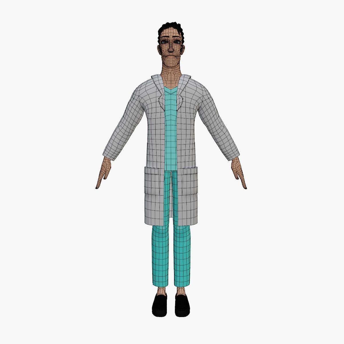 HighPoly Male Doctor Low-poly 3D model_8