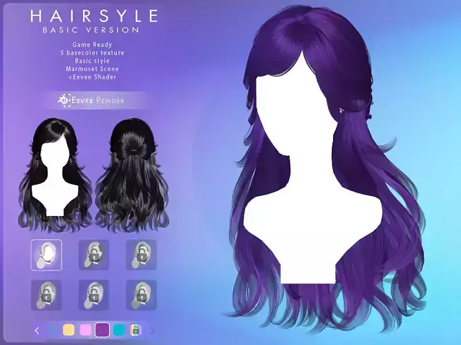 Game Hair - Stylized Female Hairstyle V3 Low-poly 3D model