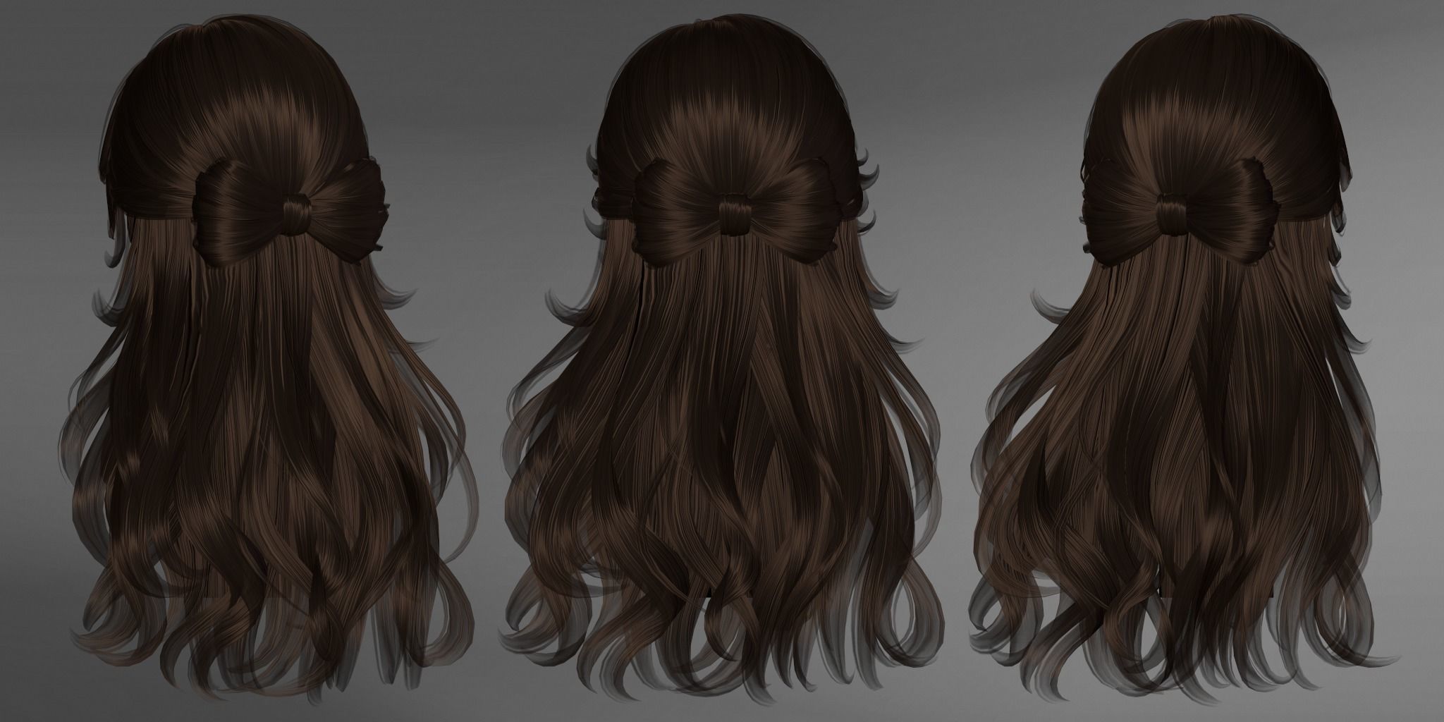 Game Hair - Stylized Female Hairstyle V3 Low-poly 3D model_2