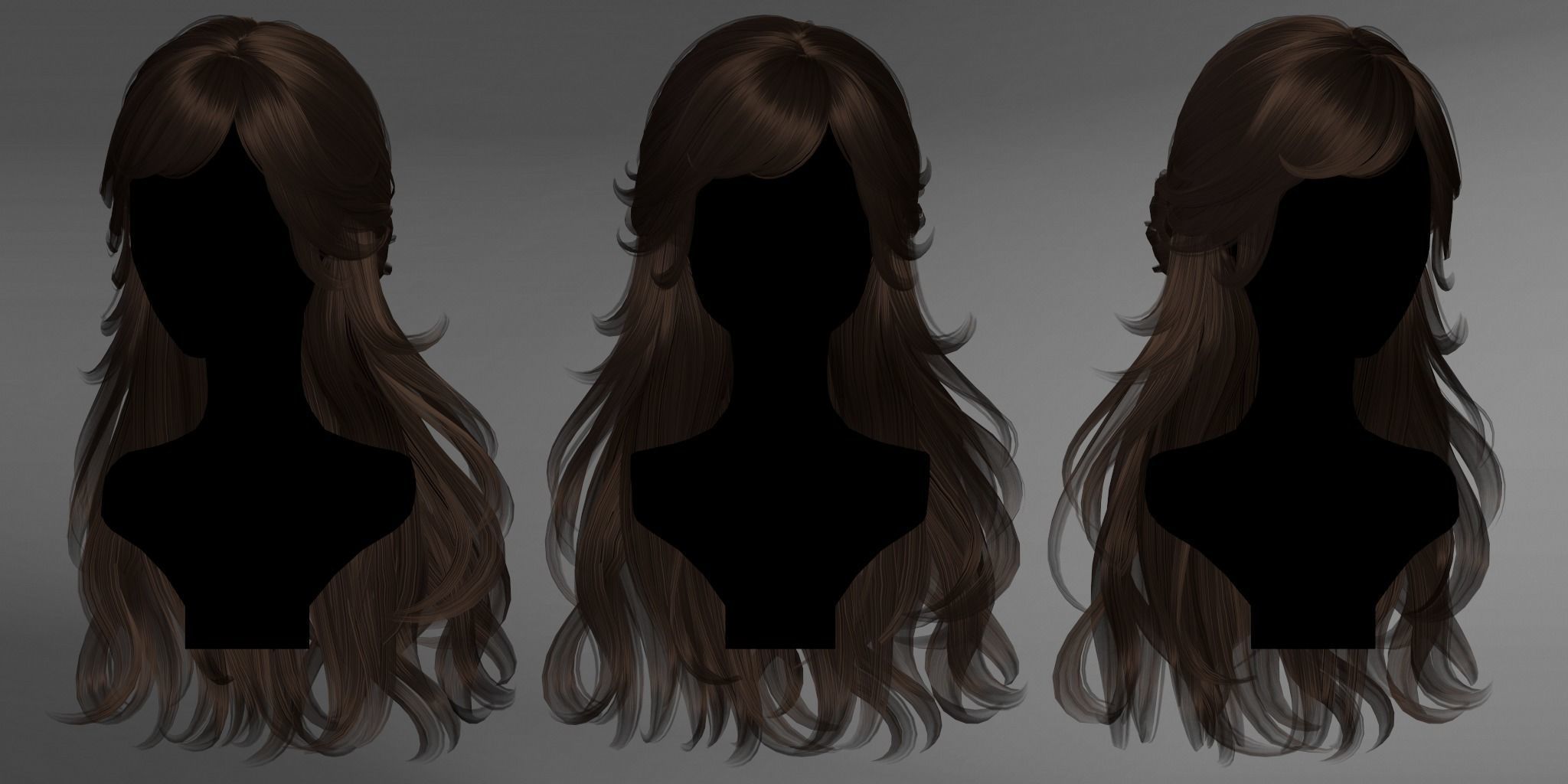 Game Hair - Stylized Female Hairstyle V3 Low-poly 3D model_1