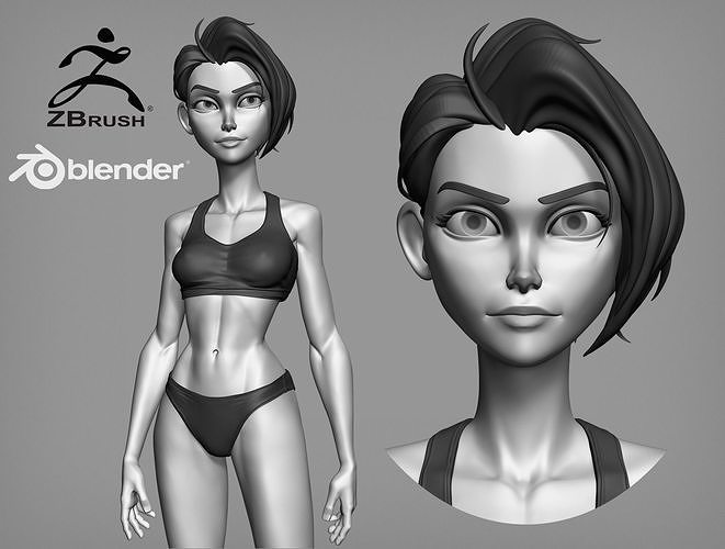 Cartoon female character Bonnie full body base mesh 3D model