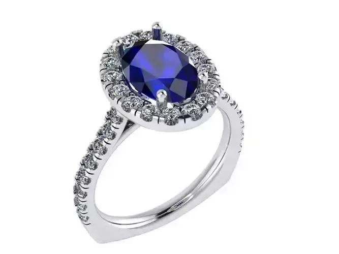 Oval Halo Euro Shank Ring 0110 3D print model