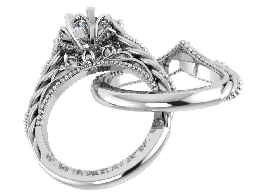 Round Diamond Rope Ring 0111 3D print model_3
