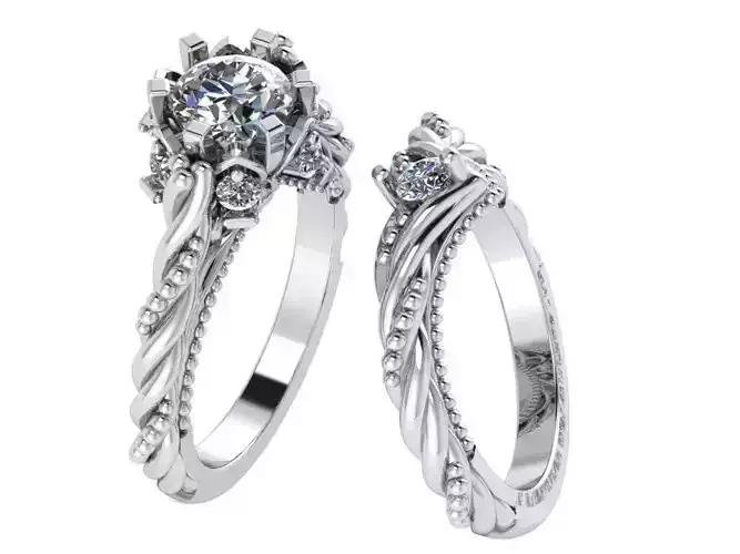 Round Diamond Rope Ring 0111