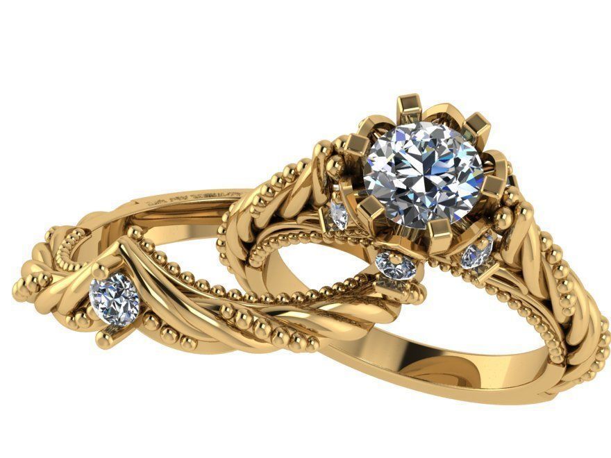 Round Diamond Rope Ring 0111 3D print model_2