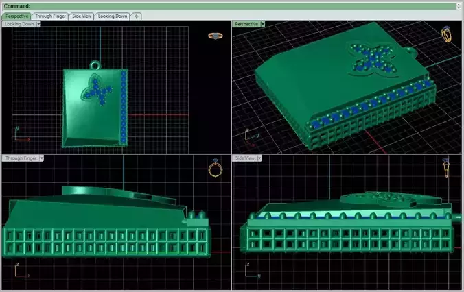 Pendant gold square with sapphires