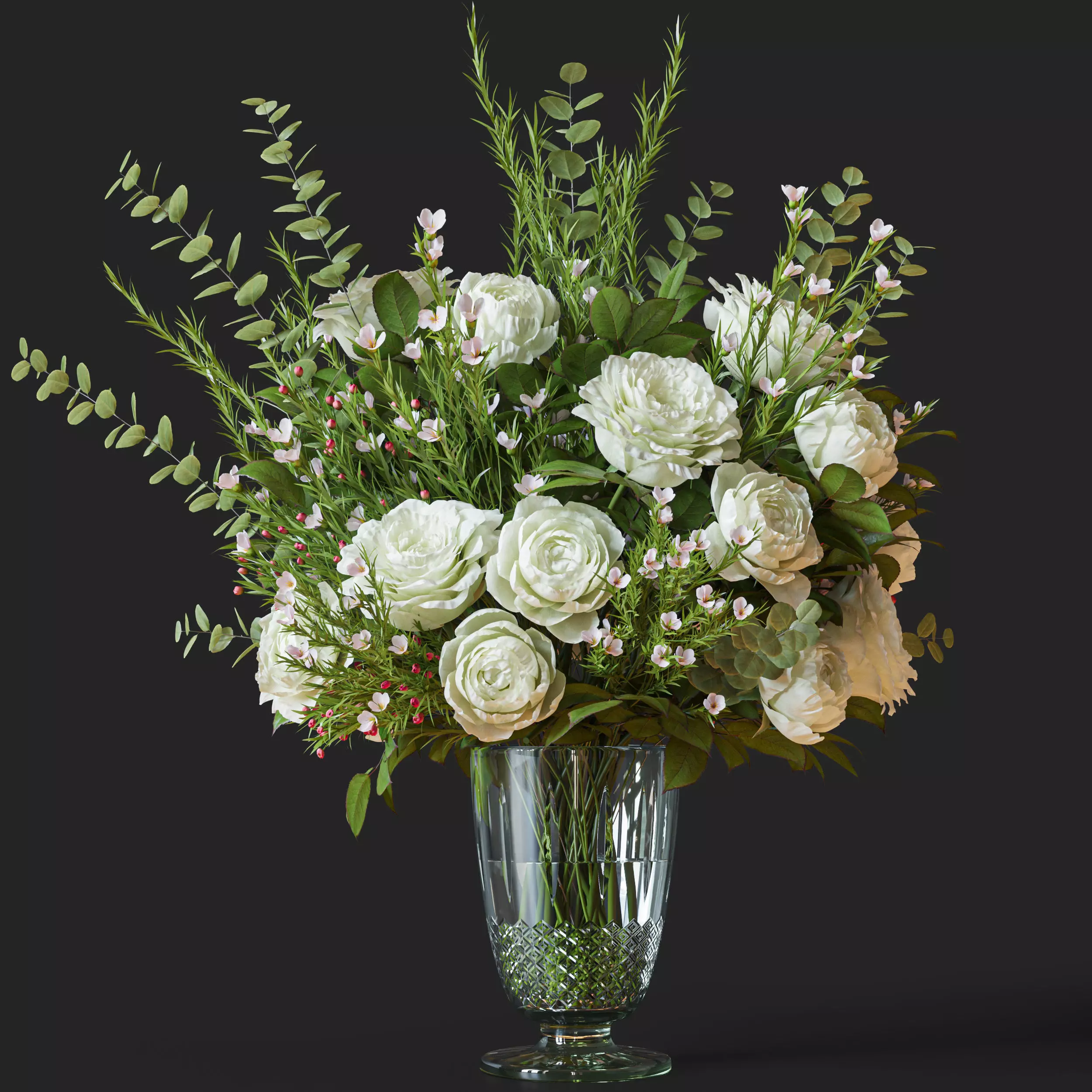 Flower Set 042 white rose wax flower 3D model