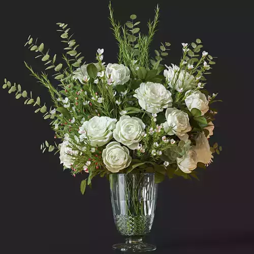 Flower Set 042 white rose wax flower