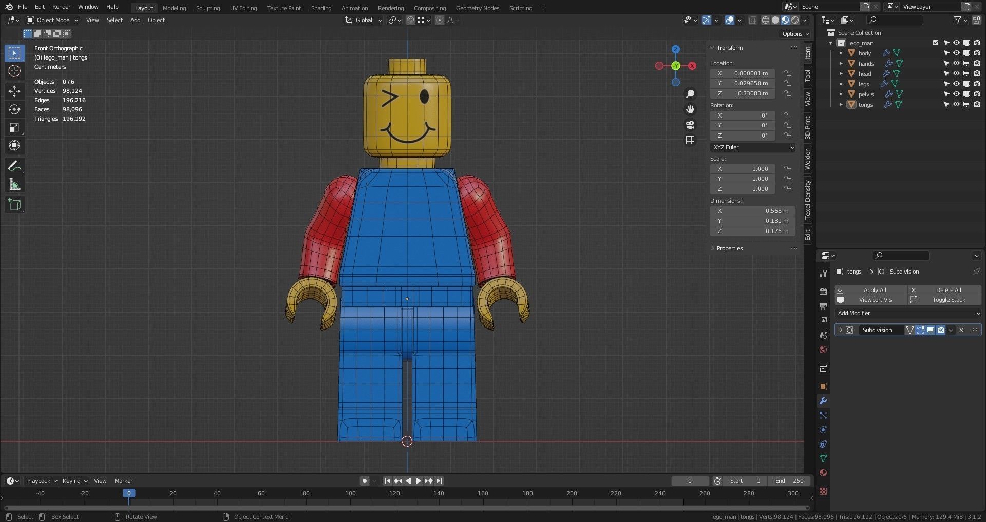 Lego man Low-poly 3D model_9