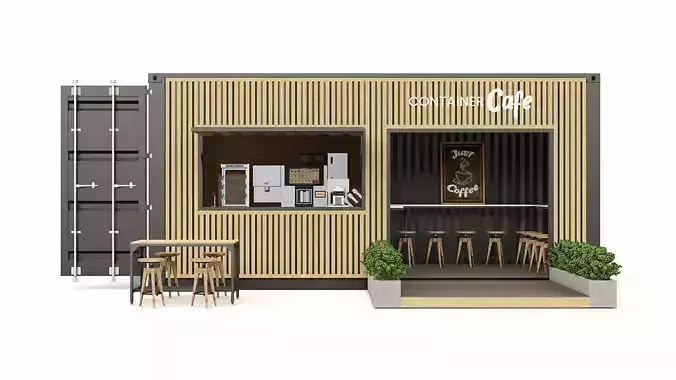 20ft Container Cafe 3D model