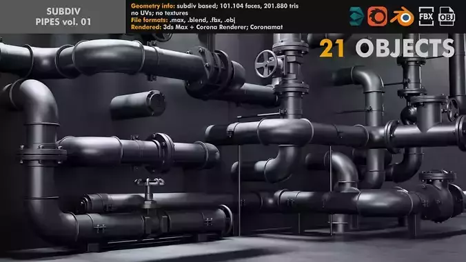 Subdiv Pipes volume 01 3D model