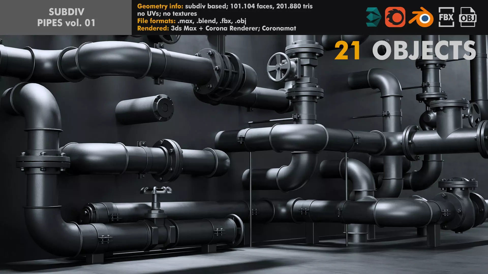 Subdiv Pipes volume 01 3D model_0