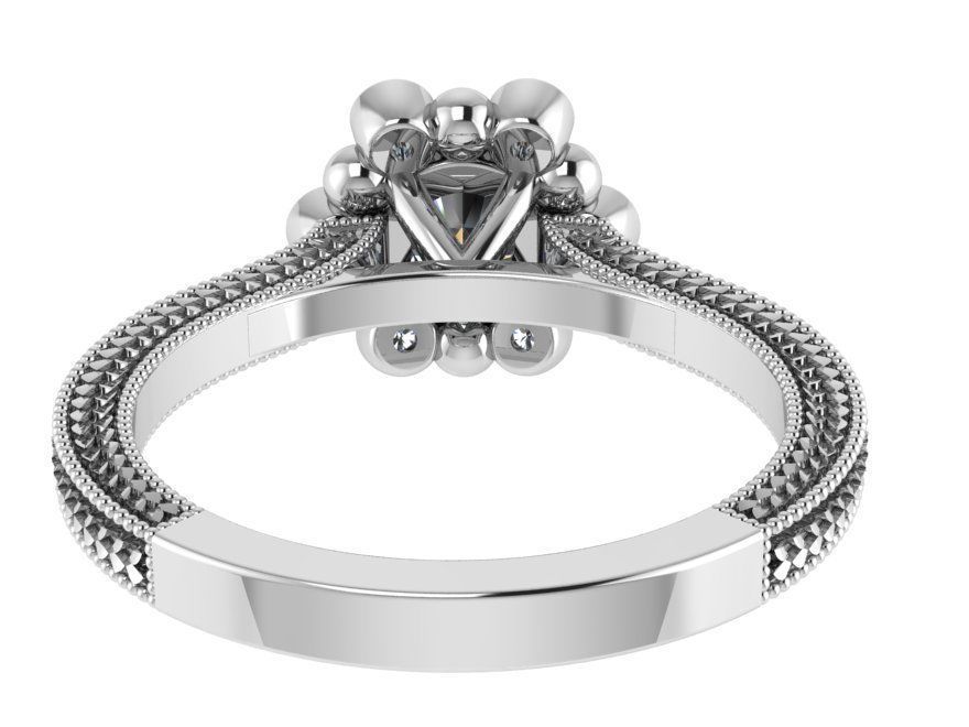 Round Diamond Cluster Ring 0118 3D print model_3