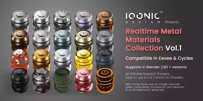 20 Realtime Metal Materials Collection Vol01 By IqonicDesign