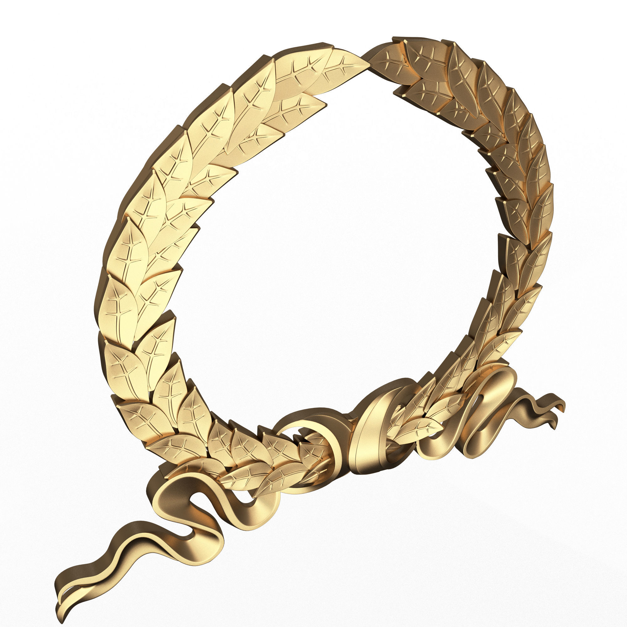 Gold Laurel Wreath 03 Low-poly 3D model_3