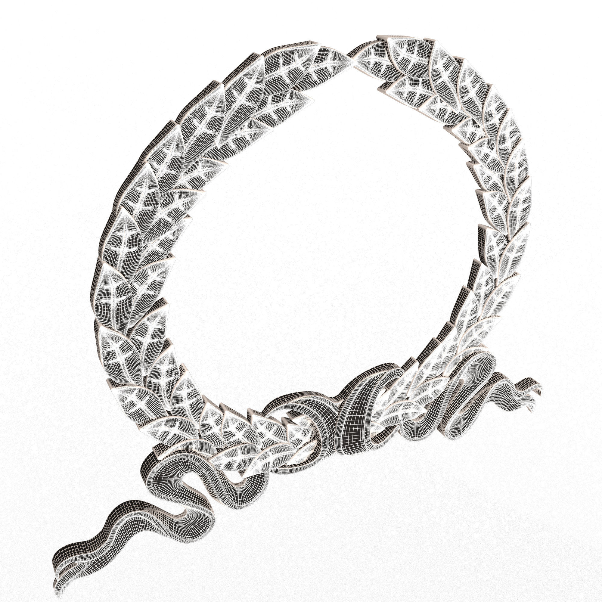 Gold Laurel Wreath 03 Low-poly 3D model_12