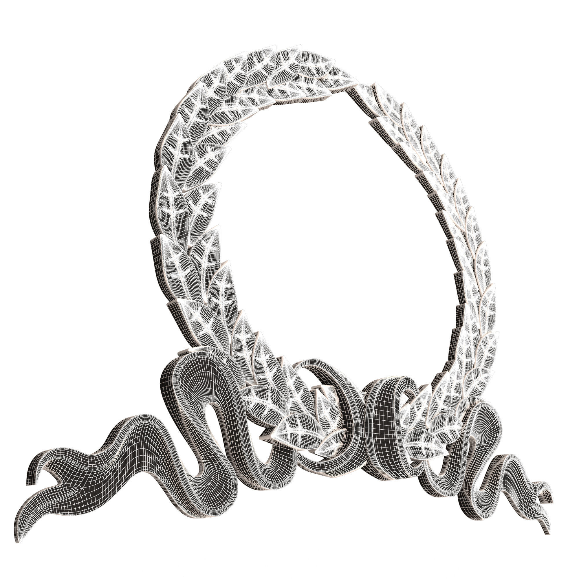 Gold Laurel Wreath 03 Low-poly 3D model_9