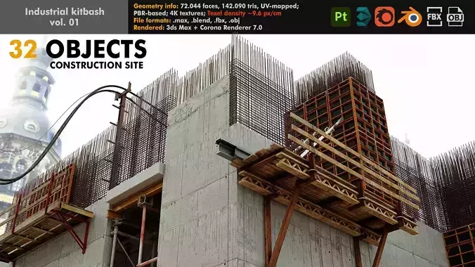 Industrial kitbash volume 01 Construction site and buildings