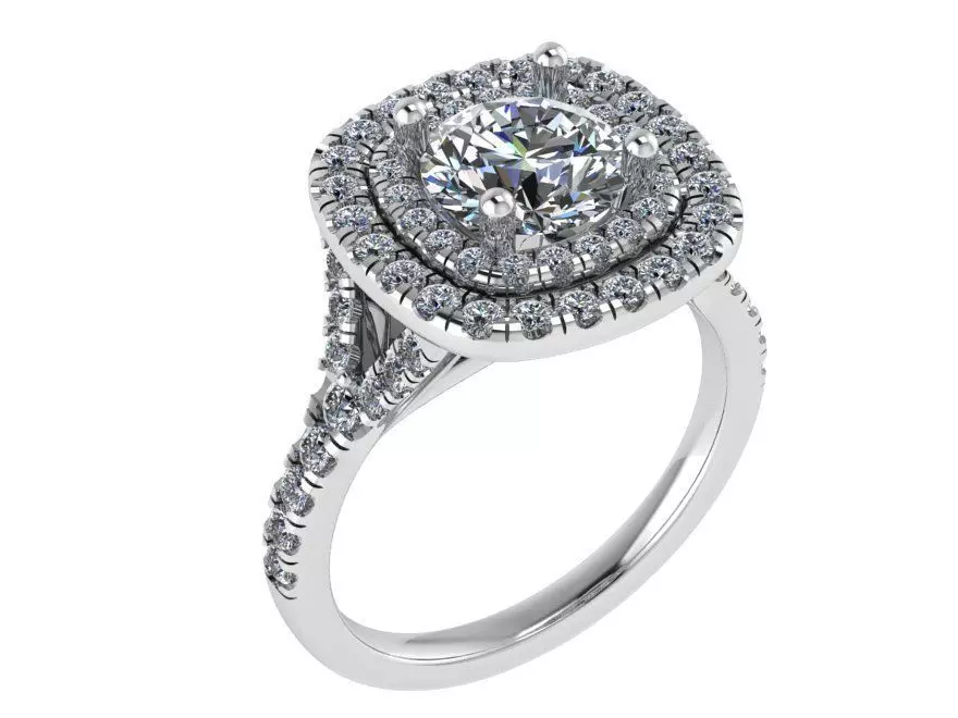 Double Halo Cushion Ring 0120 3D print model