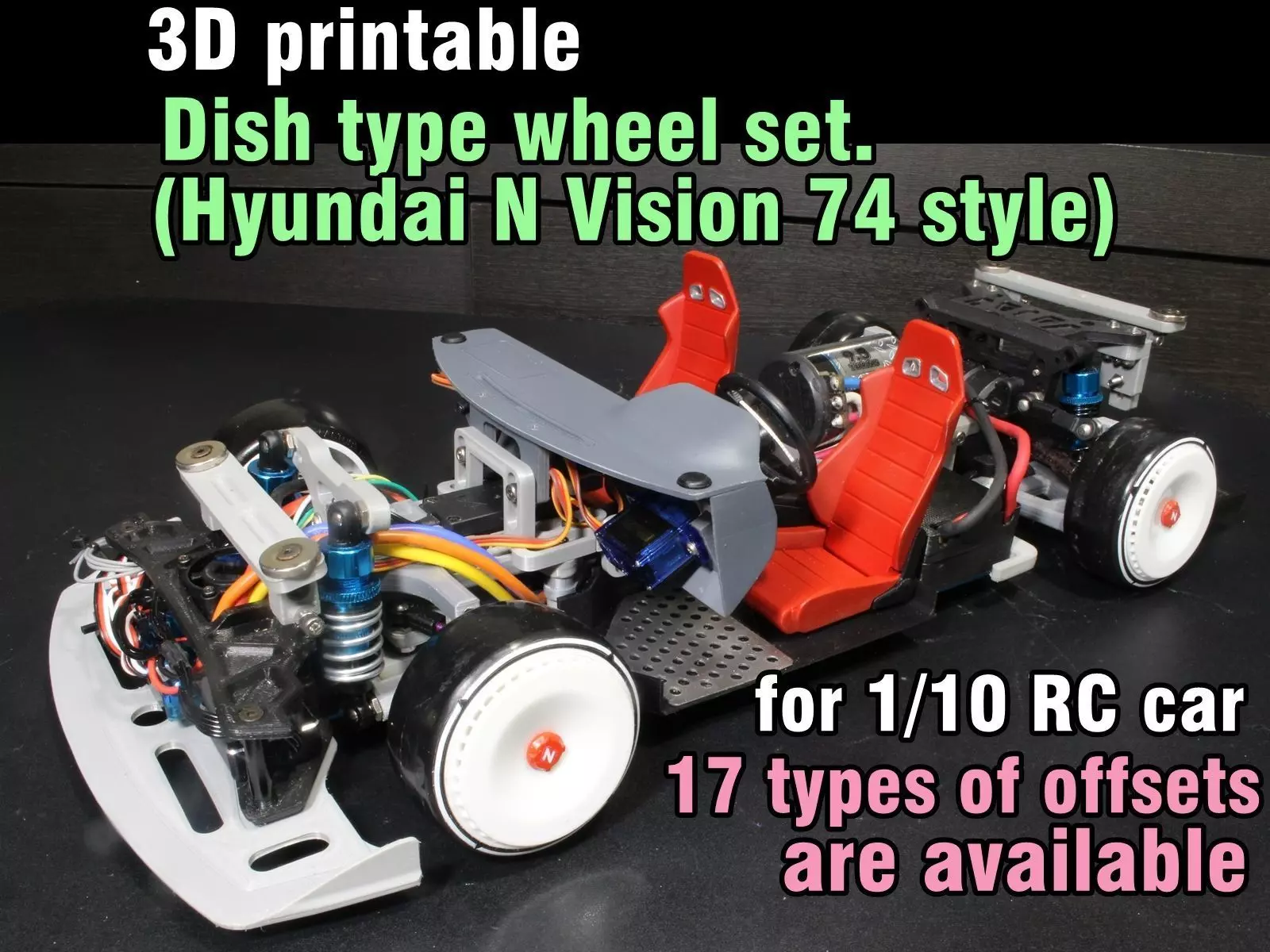 3D printable Hyundai N Vision74 style wheel set 3D print model_0
