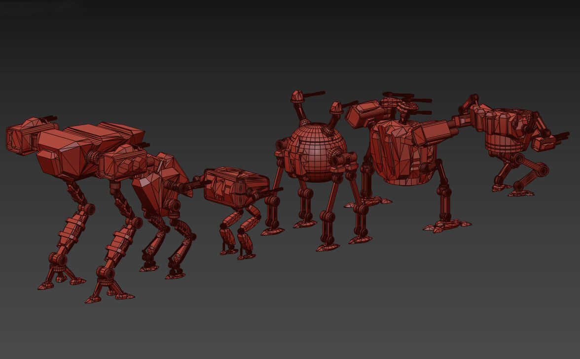 game ready textured MECH bundle Low-poly 3D model_10