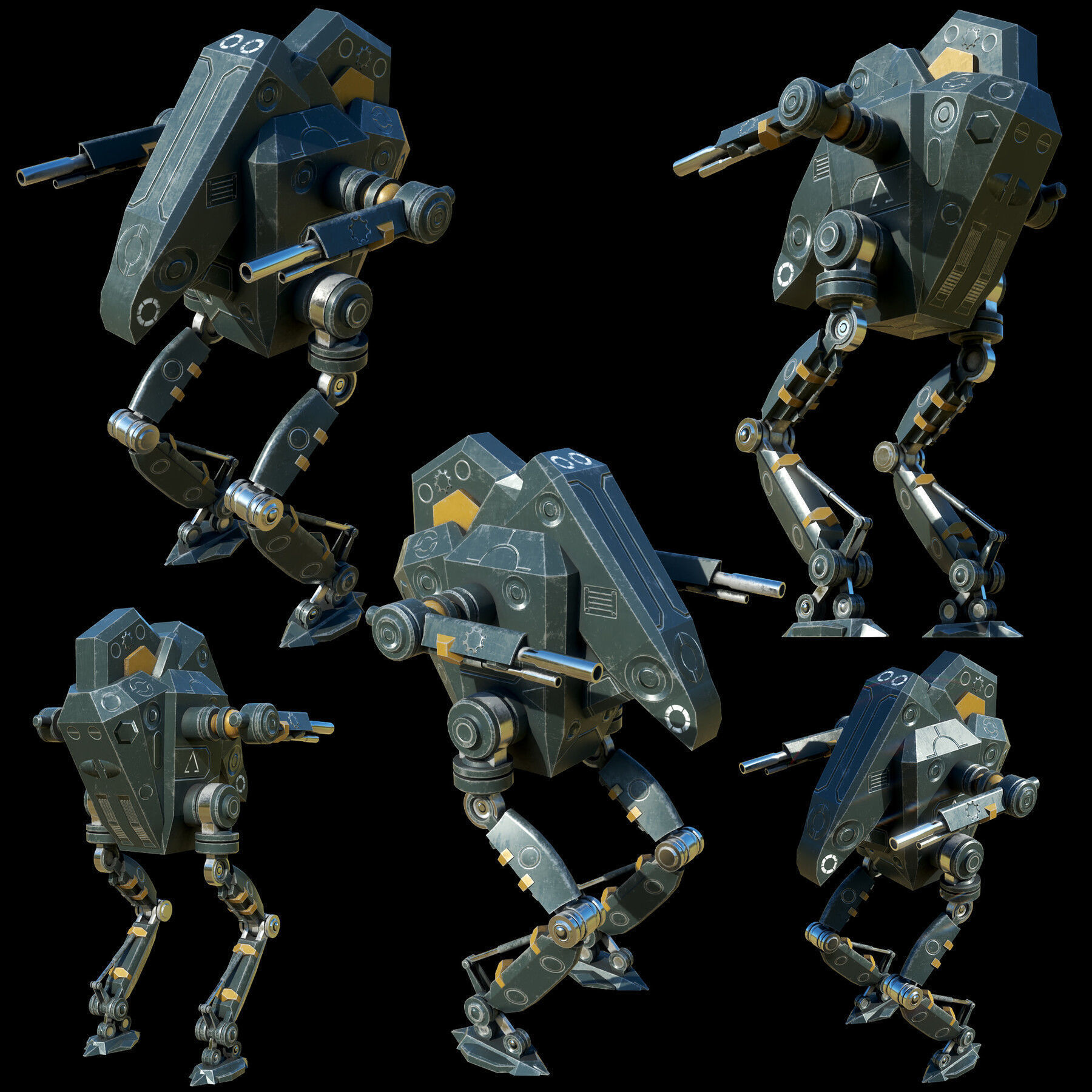 game ready textured MECH bundle Low-poly 3D model_6