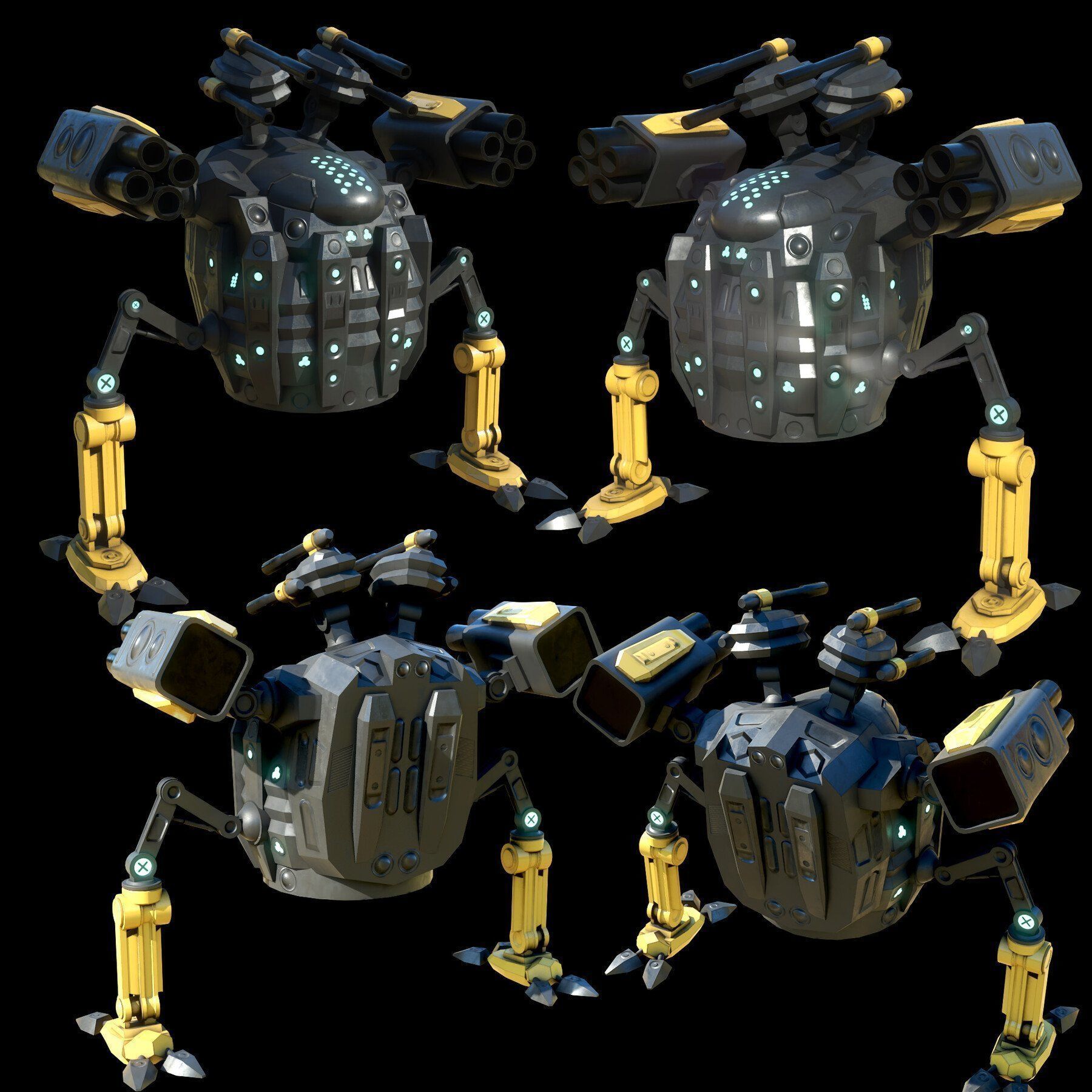 game ready textured MECH bundle Low-poly 3D model_3